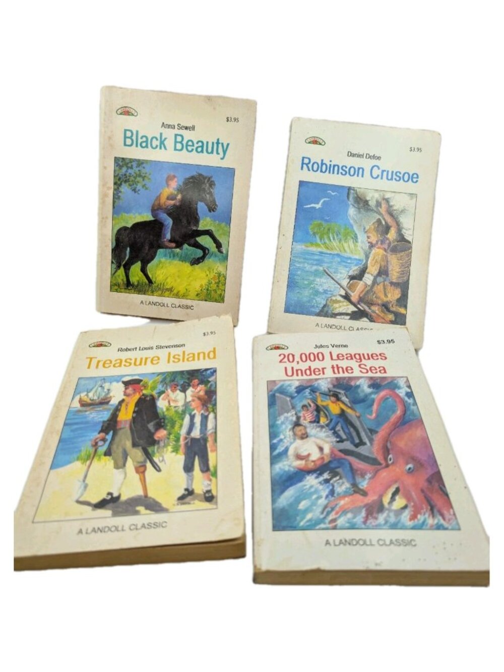 vtg Treasure Island Robinson Crusoe Black Beauty 20,000 League Landolls books